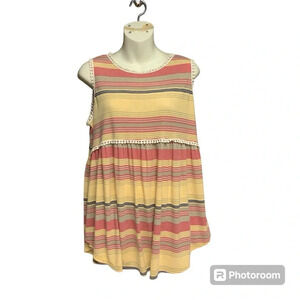143 Story sleeveless top warm tone colors size medium but would fit up